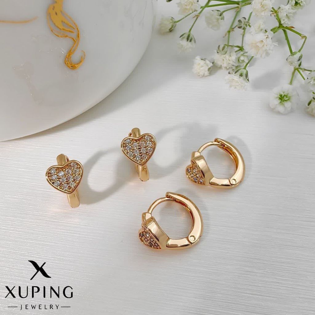 گوشواره قلبی نگین دار ژوپینگ کد 1989 - خرید آنلاین از گالری آداس